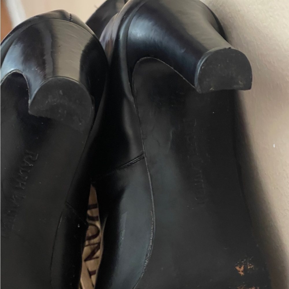 Always Chic!  Vintage Ralph Lauren Black Chelsea Leather Ankle Boots 3" Heel 9.5 - Picture 13 of 14